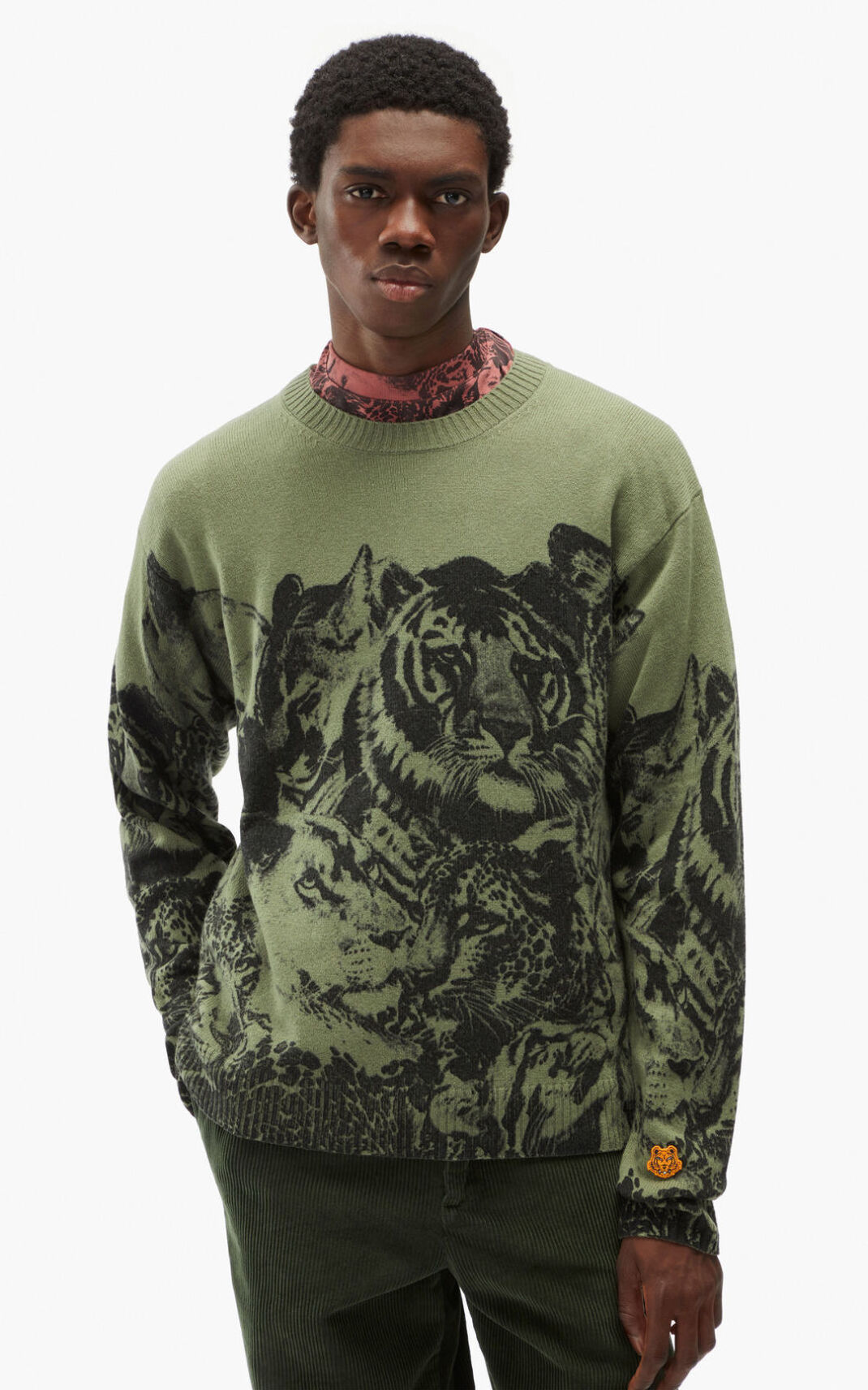 Pull Kenzo Wildtigers loose wool Homme Vert Clair | FBMT-80374